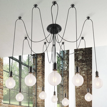 LAMPA wisząca CASPAR 2224 Rabalux industrialna OPRAWA dekoracyjny ZWIS pająk kable czarne