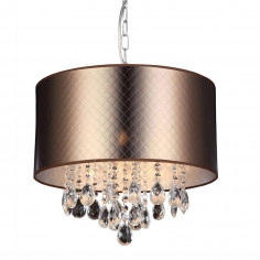 Wisząca LAMPA glamour MOTAN MDM2047/3 Italux okrągła OPRAWA zwis z kryształkami crystal brązowy