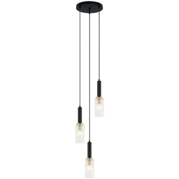 LAMPA wisząca PEROLA PND-43363-3 BK+BR Italux modernistyczna OPRAWA szklana ZWIS tuby kaskada czarna przezroczysta