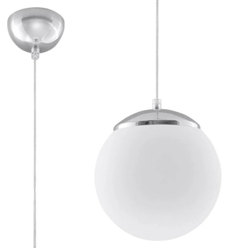 LAMPA wisząca SL.0263 szklana OPRAWA zwis kula ball chrom biała