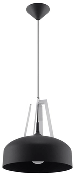 LAMPA wisząca SL.0389 okrągła OPRAWA metalowy ZWIS rustykalny drewno czarny biały