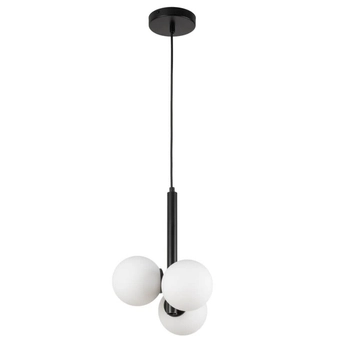 Wisząca lampa z kulami Perla 33486 Sigma balls metalowa szklana czarna biała