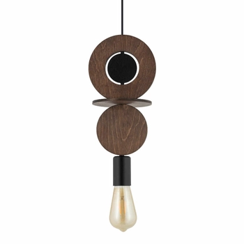 Zwisająca lampa nad stół Drops 11175 okręgi drewniana czarna