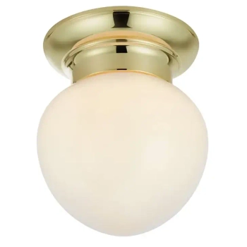 Klasyczna lampa sufitowa Ronda 109030 mleczna kula IP44 mosiądz