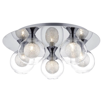 Szklana lampa sufitowa Zeke ZEK5450 kulista kule chrom