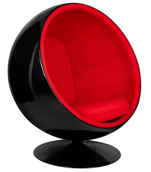 Fotel Ball Black na metalowej podstawie czerwony czarny