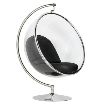 Fotel Bubble Stand JH-200.BLACKPUW z poduszką z ekoskóry czarny chrom