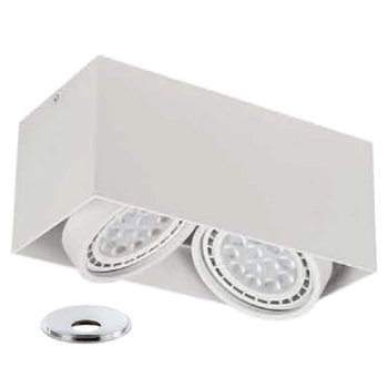 Sufitowa LAMPA plafon Cardi II Bianco + Ufo Cromo Orlicki Design metalowa OPRAWA downlight prostokątny ruchomy biały chrom