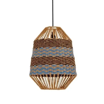 Wisząca lampa boho BELRITO LE45362 pleciona czarna brązowa