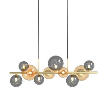 Molekułowa lampa wisząca Villa MD5918-10-EGN szkło złoty bursztynowy szary