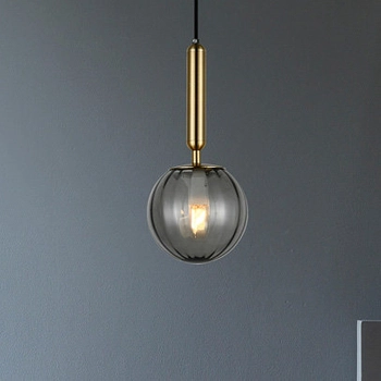 Loftowa LAMPA wisząca RAVENA PND-2324-1 BRO+SG Italux szklana OPRAWA zwis kula ball mosiądz przydymiona
