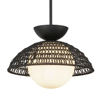 Pojedyncza wisząca lampa Perth ALM-PERTH-P-BK rattan czarny