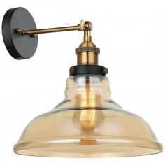 Kinkiet LAMPA ścienna HUBERT MBM-2381/1 GD+AMB Italux skandynawska OPRAWA loftowa szklana bursztynowa