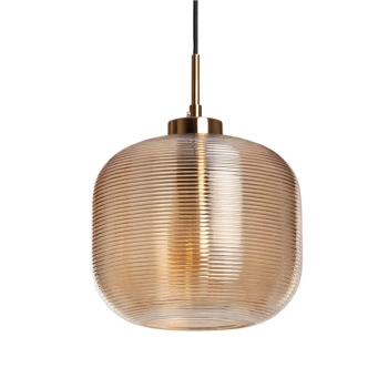 Szklana lampa wisząca Bonzo ABR-LWS-A-BON prążkowana bursztynowa