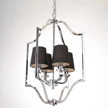 Abażurowa LAMPA wisząca NEW YORK P04380BK Cosmolight metalowy zwis nowoczesny na łańcuchu czarny