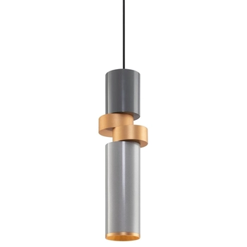 Designerska lampa wisząca tuba podłużna szara mosiądz Palette OUTLET