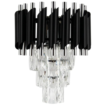 Glamour naścienna lampa Toledo 6260/1 8C BL kryształowy czarny chrom