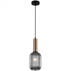 LAMPA wisząca ANTIOLA PND-5588-1M-BRO+SG Italux szklana OPRAWA loftowy zwis plisowany mosiężny przydymiony