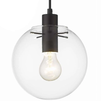 LAMPA wisząca PUERTO LP-004/1P S BK Light Prestige loftowa OPRAWA skandynawski ZWIS szklana kula przezroczysta czarna