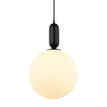 Kulista lampa zwisająca Aldeva PND-02340-1L-BK Italux metalowa szklana biała czarna