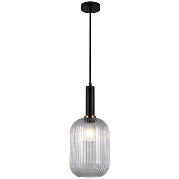 LAMPA wisząca ANTIOLA PND-5588-1L-BK+CL Italux szklana OPRAWA plisowany ZWIS loftowy czarny przezroczysty