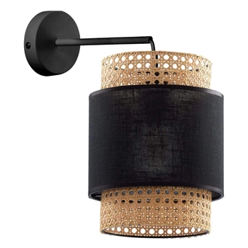 Ekologiczna lampa ścienna tuba Boho 6550 TK Lighting ratanowa czarna