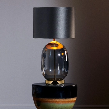 Stołowa LAMPKA stojaca SALVADOR 41044108 Kaspa klasyczna LAMPA biurkowa abażurowa szklana przydymiony - szary