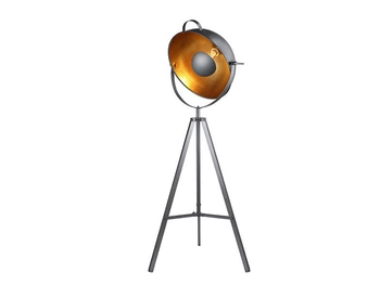 Podłogowa lampa metalowa Toma na trójnogu czarna złota
