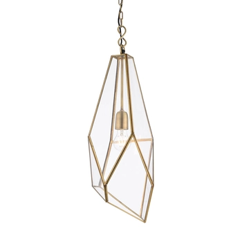 Geometryczna lampa wisząca Avery 73117 mosiądz przezroczysty