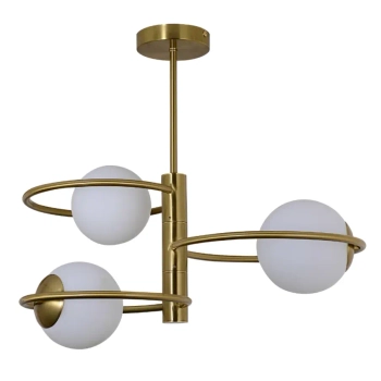 Molekułowa sufitowa lampa Dorado LP-002/3C ring mleczne kule złoty