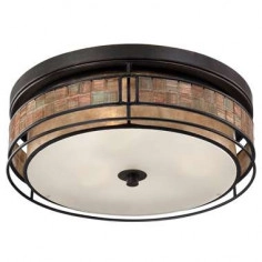 Orientalna LAMPA plafon QZ-LAGUNA-F-L Elstead QUOIZEL sufitowa OPRAWA mozaika ciemny brąz beżowy