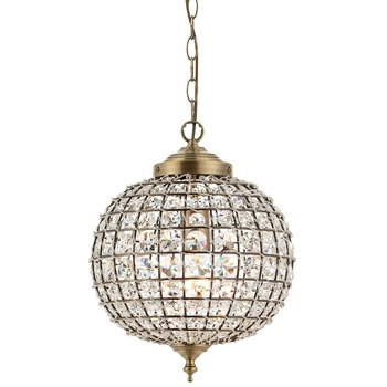 Wisząca lampa glamour Tanaro EH-TANARO-AB Endon kryształowa mosiądz