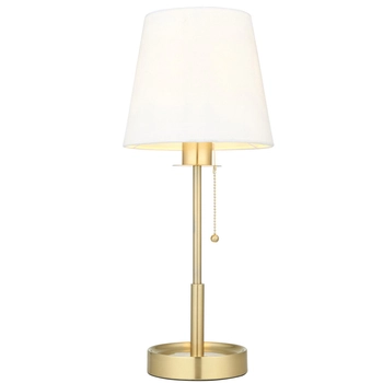 Klasyczna lampa stołowa L&-199595 Light& z abażurem białym mosiądz