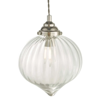 Szklana wisząca lampa Mya MYA0138 do salonu nad stół nikiel