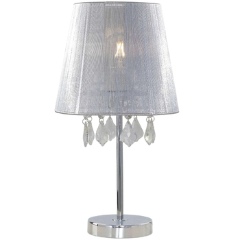 Stojąca LAMPA stołowa MONA LP-5005/1TS srebrna Light Prestige abażurowa LAMPKA z kryształkami glamour crystal srebrna