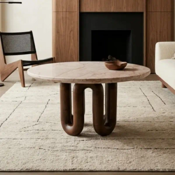 Drewniany stolik kawowy CORES MM001501100409 brązowy nowoczesny 80cm
