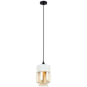 Wisząca LAMPA skandynawska MOLINA MDM-2377/1 W+AMB Italux szklana OPRAWA zwis biały bursztynowy