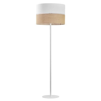 Podłogowa lampa jutowy klosz Linobianco 5241 TK Lighting brązowa biała