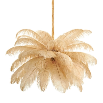 Nowoczesna lampa wisząca EMU ST-DN127 beige pióra beżowy złoty