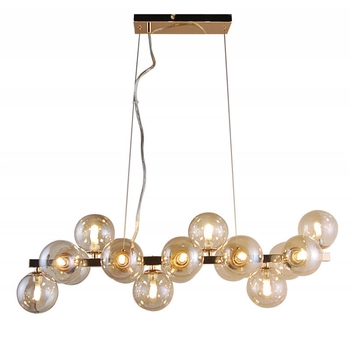 Modernistyczna lampa wisząca Marbelio PND-6161-16 GO+CO złote przydymione