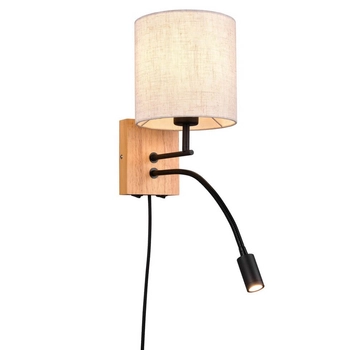 Kinkiet abażurowy ELDRA DL236212879 LED 3,1W 3000K drewniany czarny beżowy