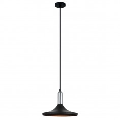 Industrialna LAMPA wisząca LUSTY MDM-3027/1 BK+CR Italux metalowa OPRAWA zwis loft chrom czarny