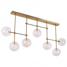 LAMPA wisząca LOLLIPOP P0295 Maxlight metalowa OPRAWA listwa szklane kule balls ZWIS na prętach mosiądz przezroczysty