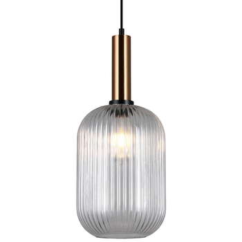 LAMPA wisząca ANTIOLA PND-5588-1L-BRO+CL Italux plisowana OPRAWA loftowy zwis mosiężny przezroczysty