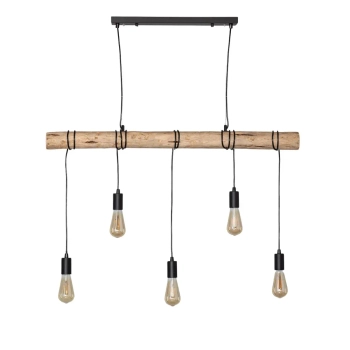 Industrialna wisząca lampa Cerveza ABR-LWL-5XE27 nad wyspę drewniana czarna