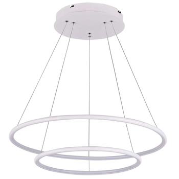 Wisząca LAMPA biurowa SLIM/000010/3000/W MDECO metalowa OPRAWA zwis LED 53W 3000K pierścienie białe