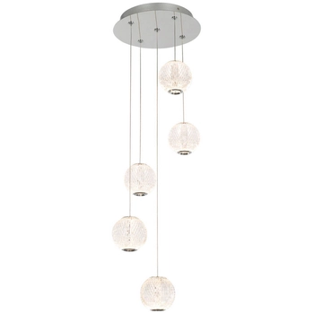 Wisząca LAMPA glamour ROSARIO PND-12220121-5A-CR Italux szklana OPRAWA zwis LED 21W 3000K kaskada przezroczysta