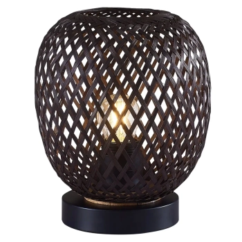 Bambusowa lampka stołowa Zanzibar 329226 na komodę boho czarna