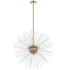 Futurystyczna LAMPA wisząca URCHIN P0491-09D-F7AC Zumaline glamour ZWIS do jadalni szklane sople złote przezroczyste