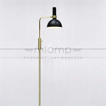 Stojąca LAMPA podłogowa LARRY 106972 Markslojd metalowa OPRAWA kopuła mosiądz czarna